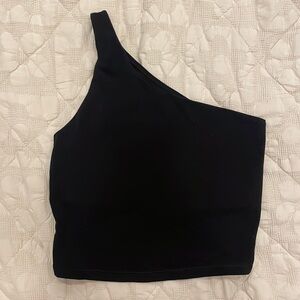 One Shoulder Black Active Top